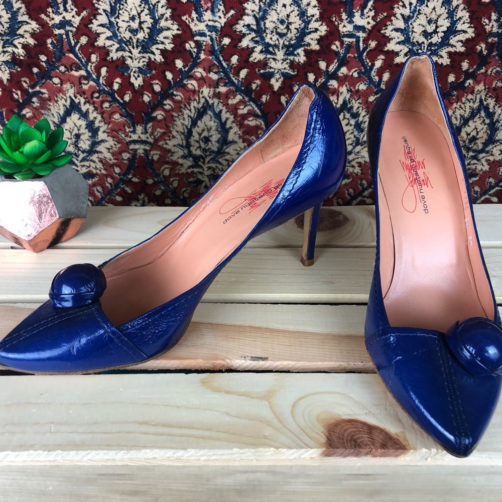 Dove Nuoteno Gli Squali Italian Leather Blue Heels